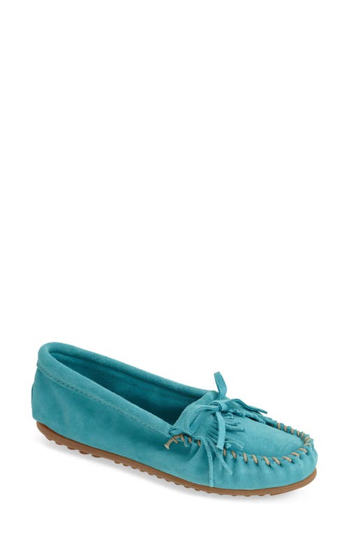 Minnetonka Kilty Suede Driving Shoe Turquoise at Nordstrom,