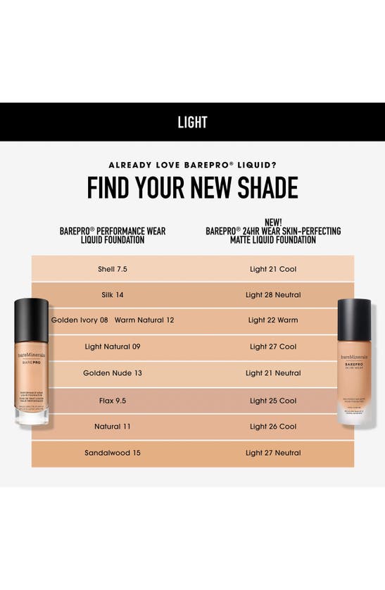 Shop Bareminerals ® Barepro 24hr Wear Skin-perfecting Matte Liquid Foundation Mineral Spf 20 Pa++ In Light 26 Cool