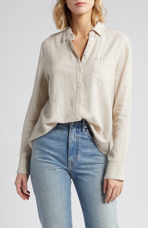 caslon(r) Linen Blend Button-Up Shirt in Flax