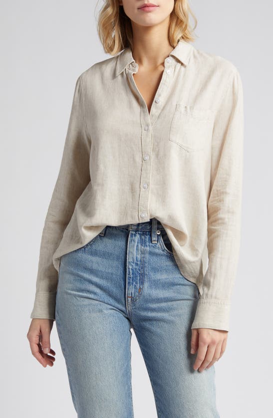 CASLON CASLON(R) LINEN BLEND BUTTON-UP SHIRT