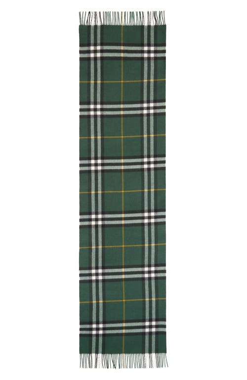 Shop Burberry Check Washed Cashmere Scarf In Dark Fern Green