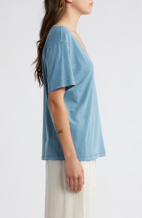 Shop Treasure & Bond Oversize V-neck Cotton T-shirt In Blue Provincial