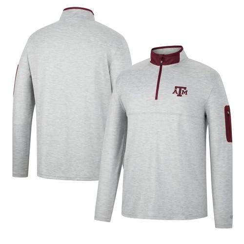 Men's Colosseum Heathered Gray/Maroon Texas A & M Aggies Country Club Windshirt Quarter-Zip Jacket in Heather Gray