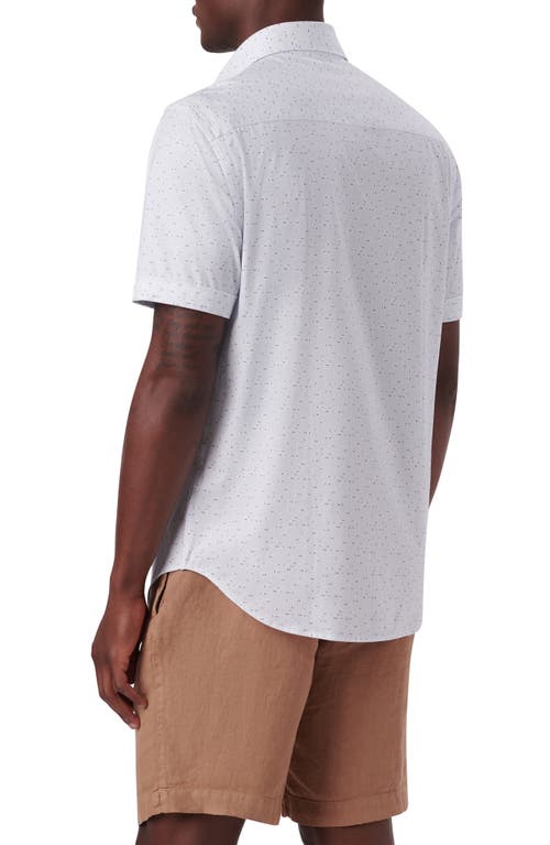 Shop Bugatchi Miles Ooohcotton® Short Sleeve Button-up Shirt In Chalk