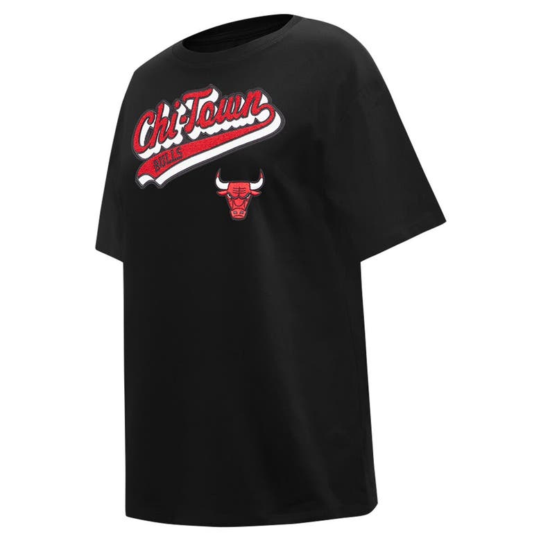 Pro Standard Black Chicago Bulls Script Boyfriend T-shirt In Black