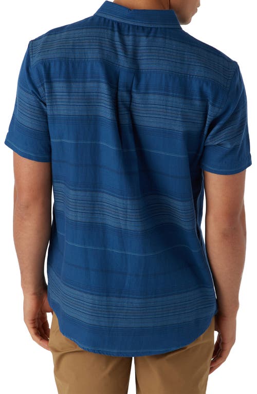 Shop O'neill Seafaring Stripes Short Sleeve Button-up Shirt In Indigo