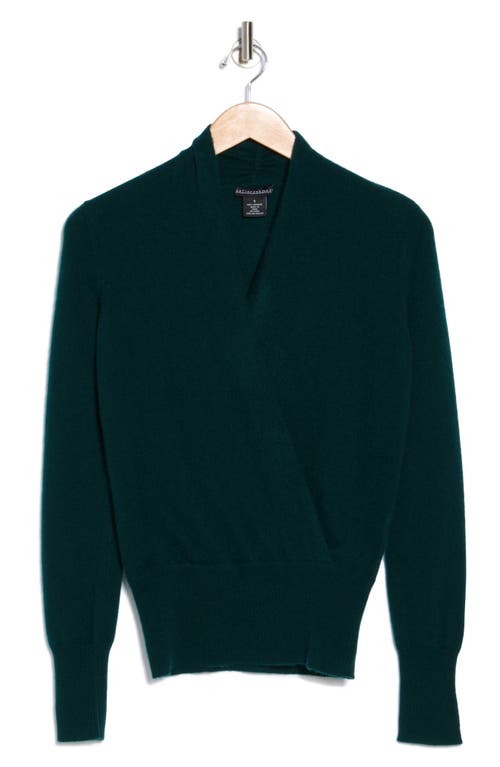 Sofia Cashmere Cashmere Faux Wrap Sweater In Dark Green