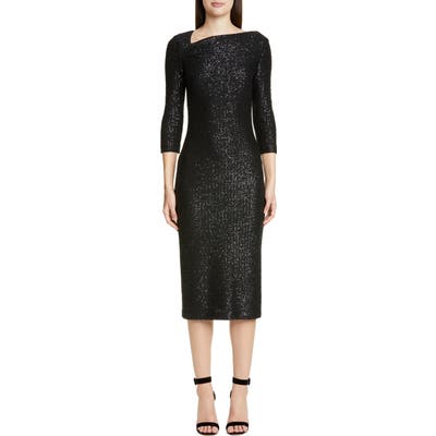 St. John Collection Statement Sequin Knit Midi Dress, Black