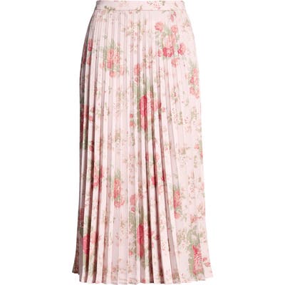 Rachel Parcell Floral Print Pleated Skirt, Pink (Nordstrom Exclusive)