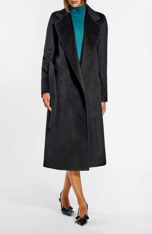 Sentaler Belted Alpaca Blend Wrap Coat In Black