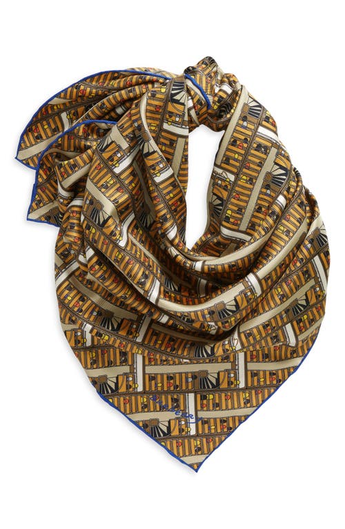 Shop Burberry Bus Print Silk Twill Square Scarf In Pumpkin