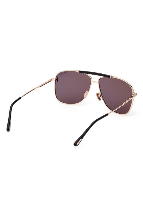 Shop Tom Ford Jaden 60mm Polarized Navigator Sunglasses In Shiny Rose Gold Black/smoke