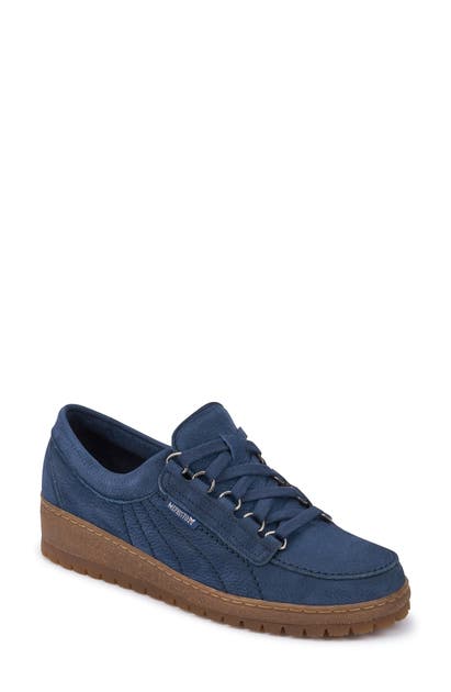 Mephisto Lady Low Top Sneaker In Jeans Blue Leather