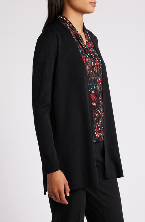 Shop Anne Klein Open Front Rib Cardigan In Anne Black