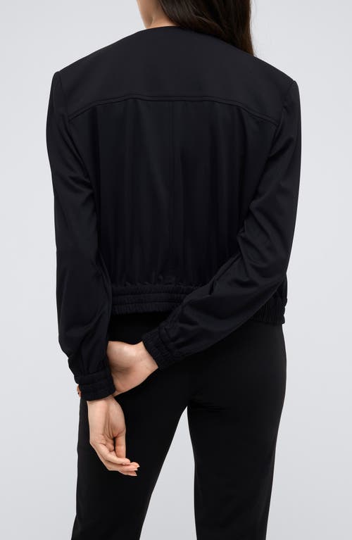 Kenneth Cole Athletic Stretch Collarless Bomber Jacket In Black