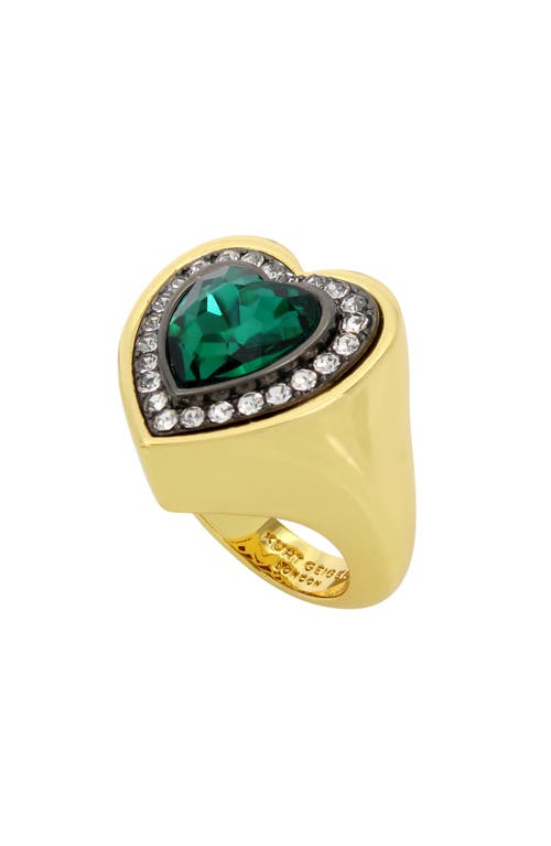 Heart Halo Cocktail Ring in Green