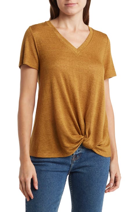 Twist Hem V-Neck T-Shirt