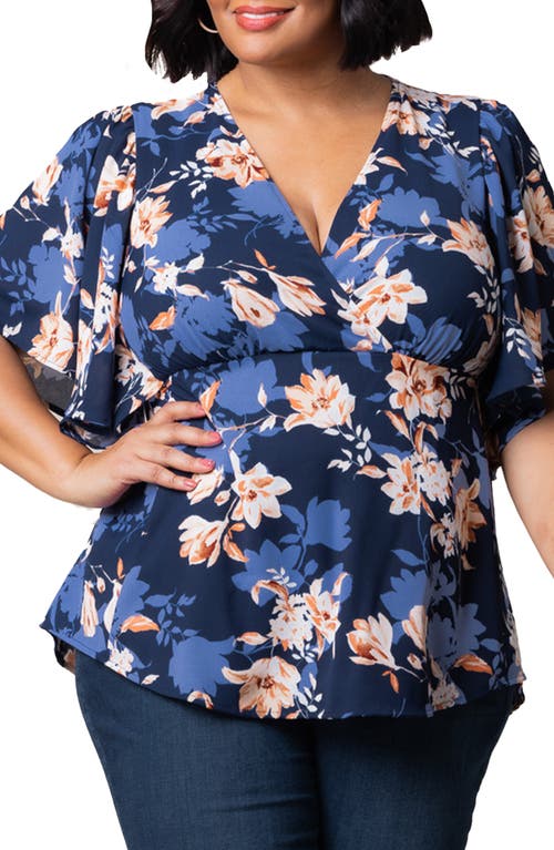 Shop Kiyonna Seaside Serenade Top In Blue Blossom Bliss