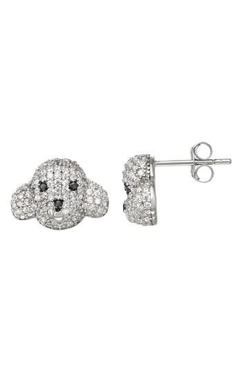 Shop Fzn Cubic Zirconia Dog Stud Earrings In Silver