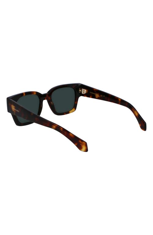 Shop Ferragamo Rivets 52mm Square Sunglasses In Dark Tortoise