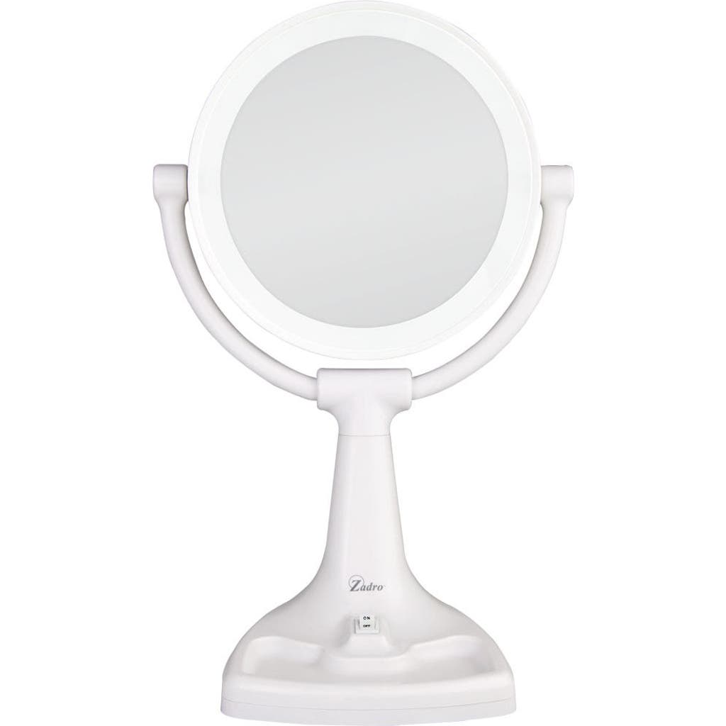 Zadro Max Bright Lighted Makeup Mirror With 10x/1x Magnification & Storage Tray In White