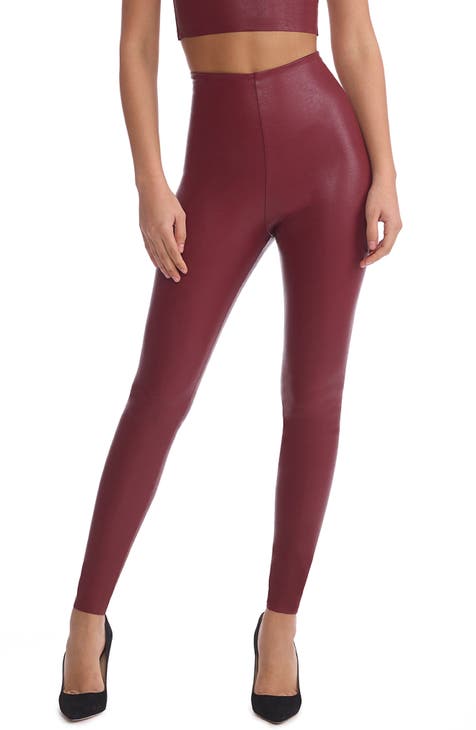 Women's Red Leather & Faux Leather Pants & Leggings