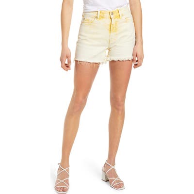 7 For All Mankind High Waist Cutoff Denim Shorts, 3 - Yellow