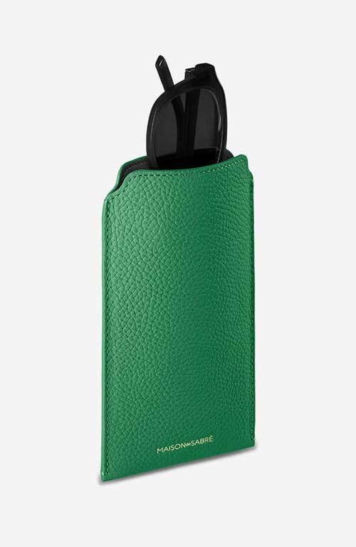 Shop Maison De Sabre Maison De Sabré Leather Sunglasses Sleeve In Emerald Green