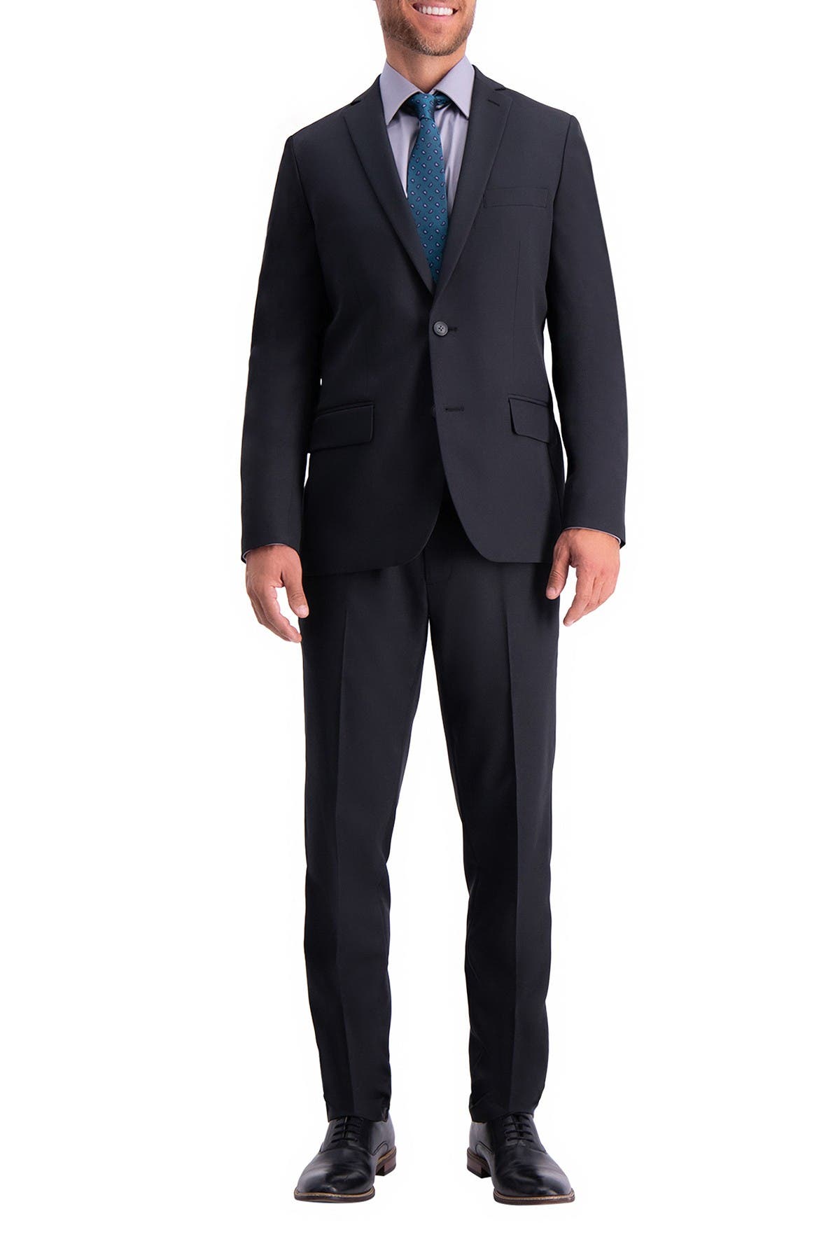 Haggar Mens Travel Stretch Tailored Fit 2-Button Side Vent Solid Blazer