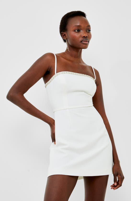 Shop French Connection Embellished Neck Minidress In Summer White