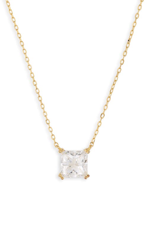 Nordstrom Princess Cut Cubic Zirconia Pendant Necklace in 14K Gold Plated at Nordstrom