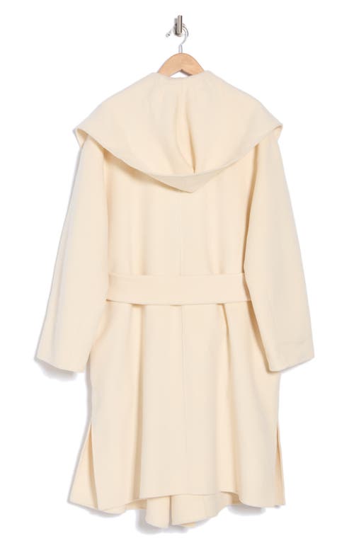 Vince Drape Neck Hooded Wool & Cashmere Coat In Chalk