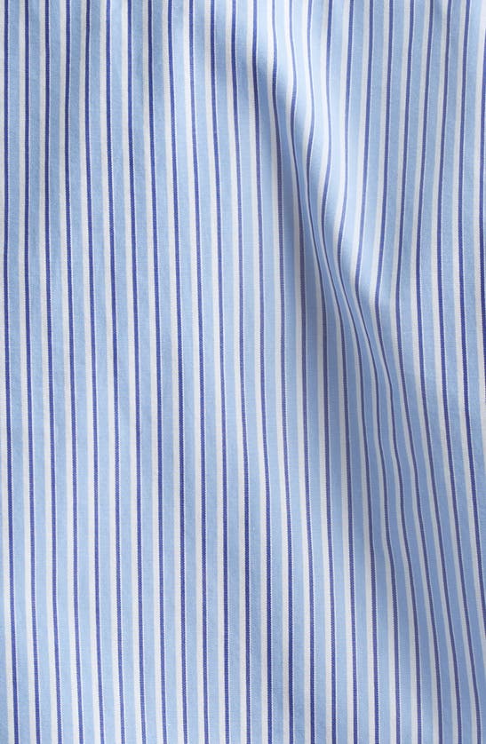 Shop Coperni Stripe Plunge Neck Button-up Shirt In Blue