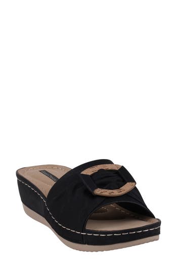 Good Choice New York Ellen Platform Wedge Slide Sandal In Black