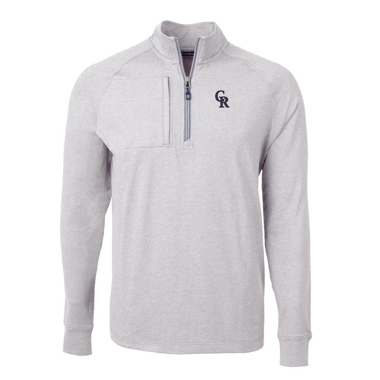 Shop Cutter & Buck Heather Gray Colorado Rockies Adapt Eco Knit Stretch Recycled Quarter-zip Pullover Top