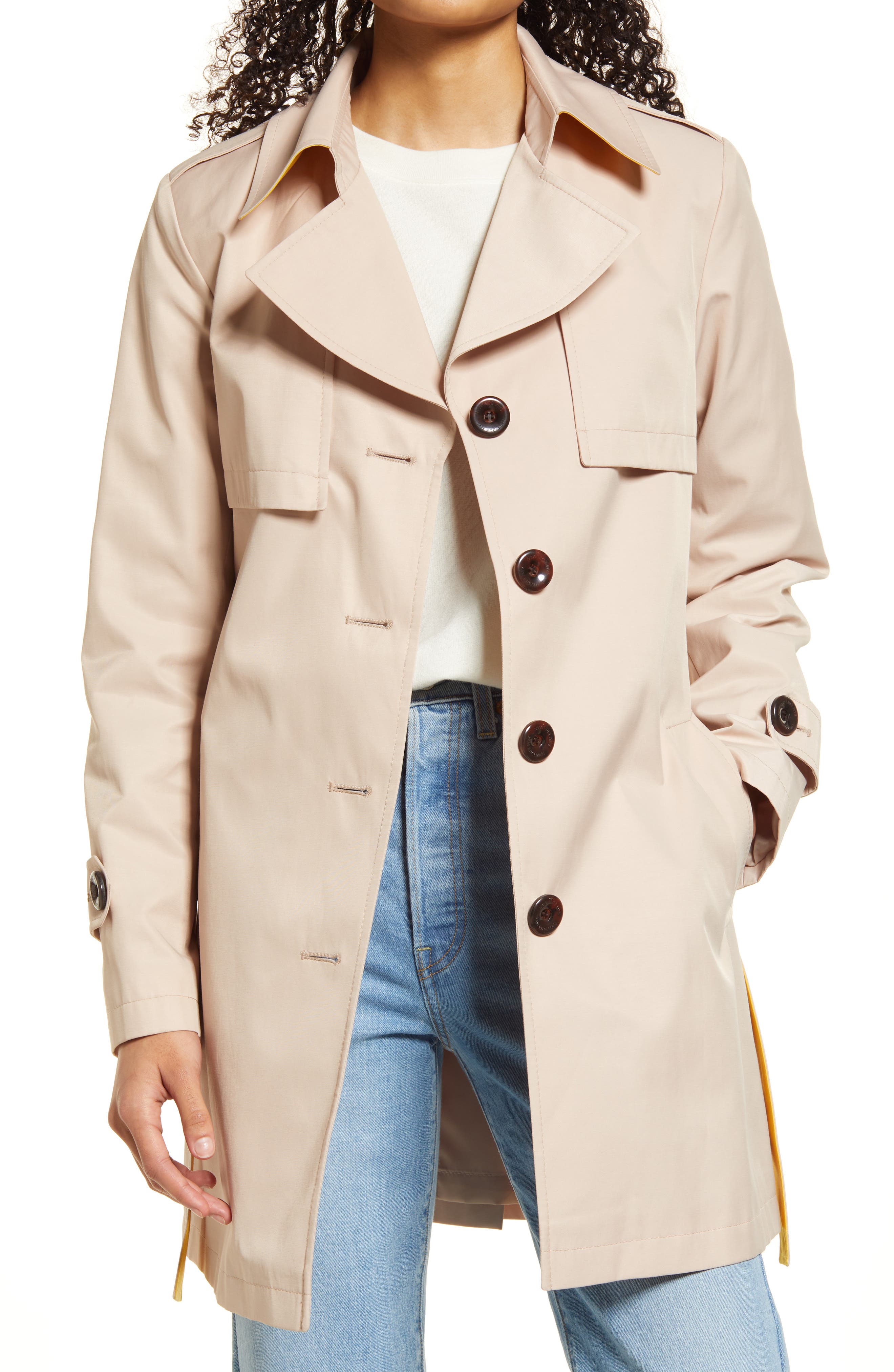 stone color trench coat