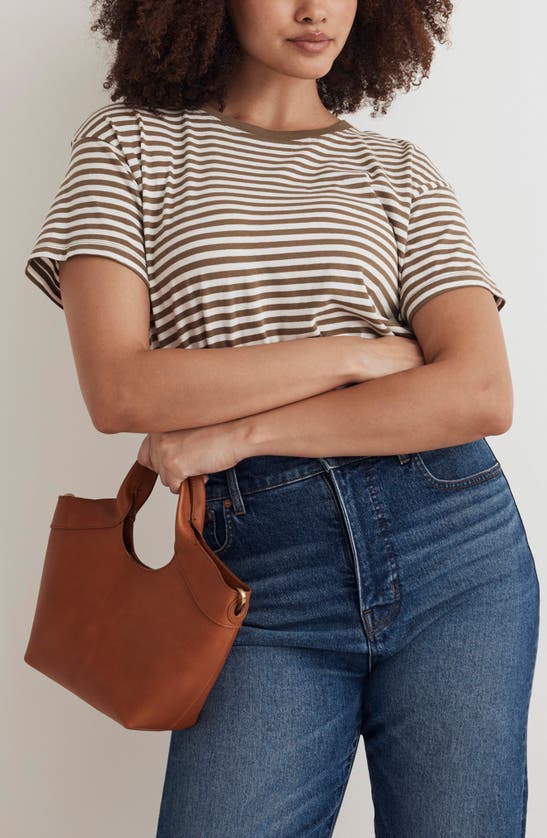 Shop Madewell The Mini Sydney Cutout Leather Tote In Brown