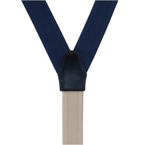 Trafalgar Big & Tall Classic Stretch Button End Suspenders In Navy