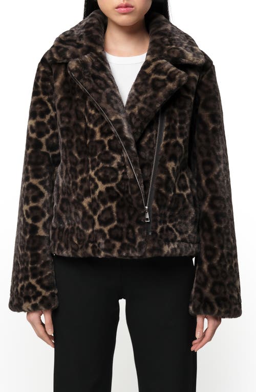 Shop Apparis Dahlia Leopard Recycled Polyester Pluche™ Faux Fur Biker Jacket In Dark Leopard