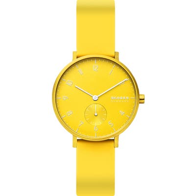 Skagen Aaren Kul?r Rubber Strap Watch,