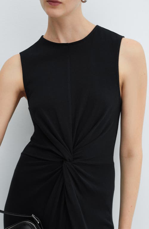 Mango Center Twist Cotton Midi Dress In Black
