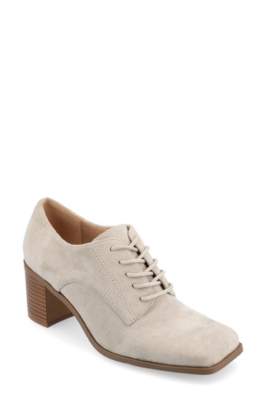 Journee Collection Sylvan Block Heel Derby Pump In Stone