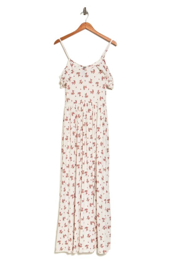 Shop Go Couture Cold Shoulder Maxi Dress In Multi Floral Print