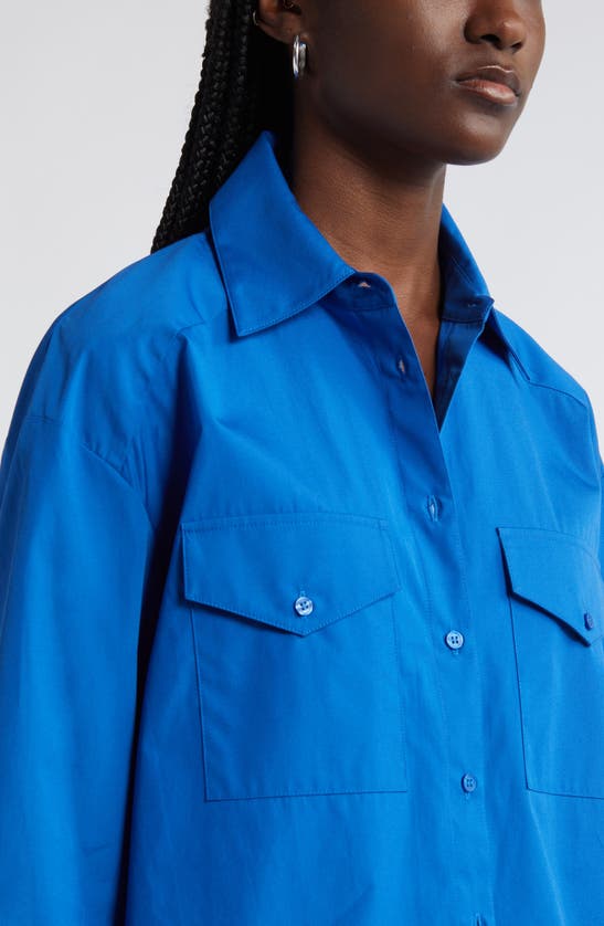 Shop Nordstrom Poplin Two-pocket Button-up Shirt In Blue Marmara