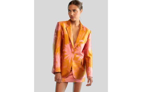 Shop Cynthia Rowley Harper Jacquard Blazer In Orange