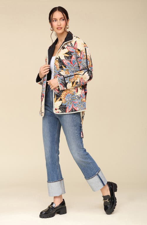 Shop Avec Les Filles Embroidered Paisley Belted Quilted Jacket In Black Boho