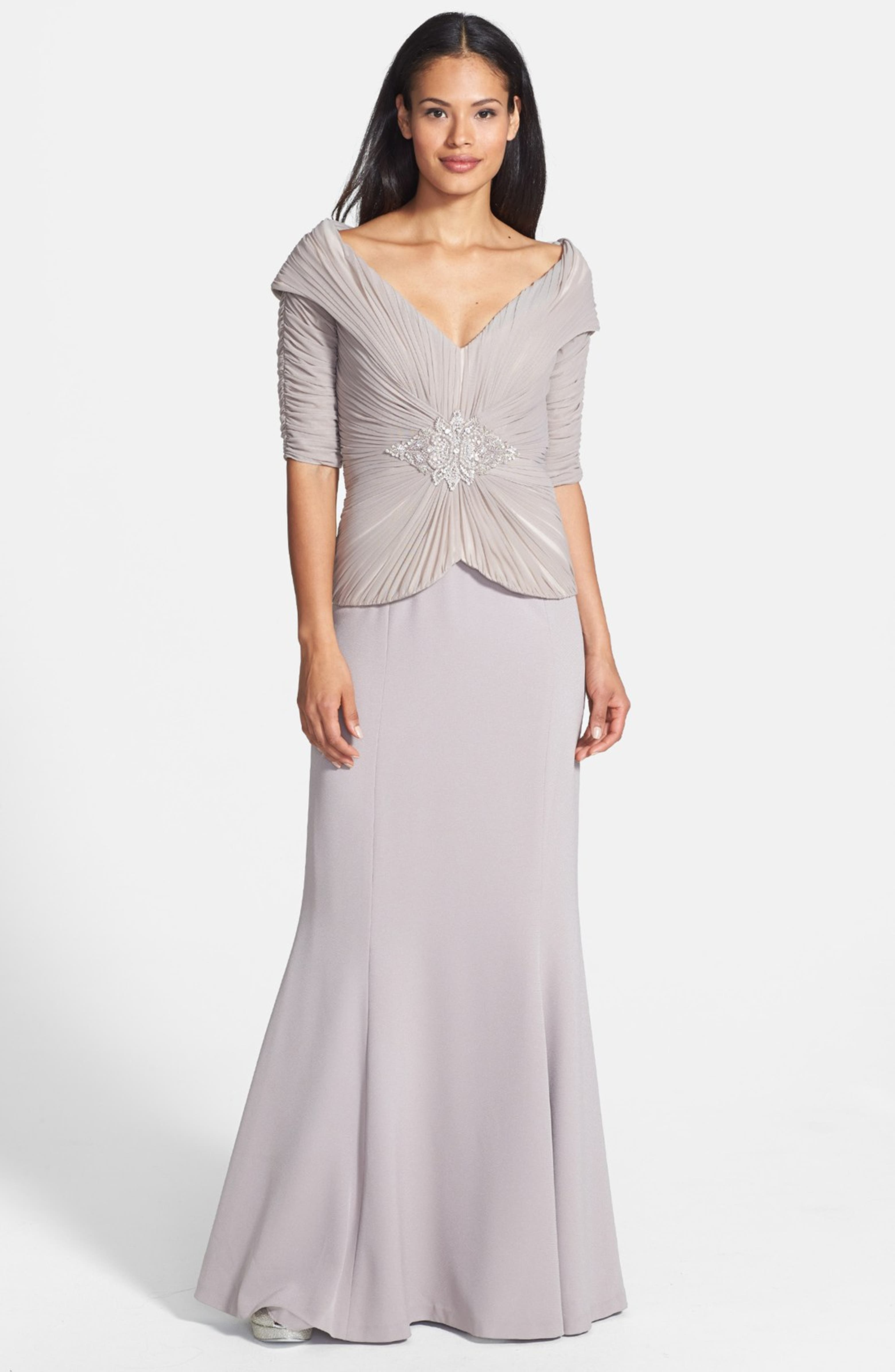 Daymor Embellished Stretch Tulle & Crepe Gown | Nordstrom