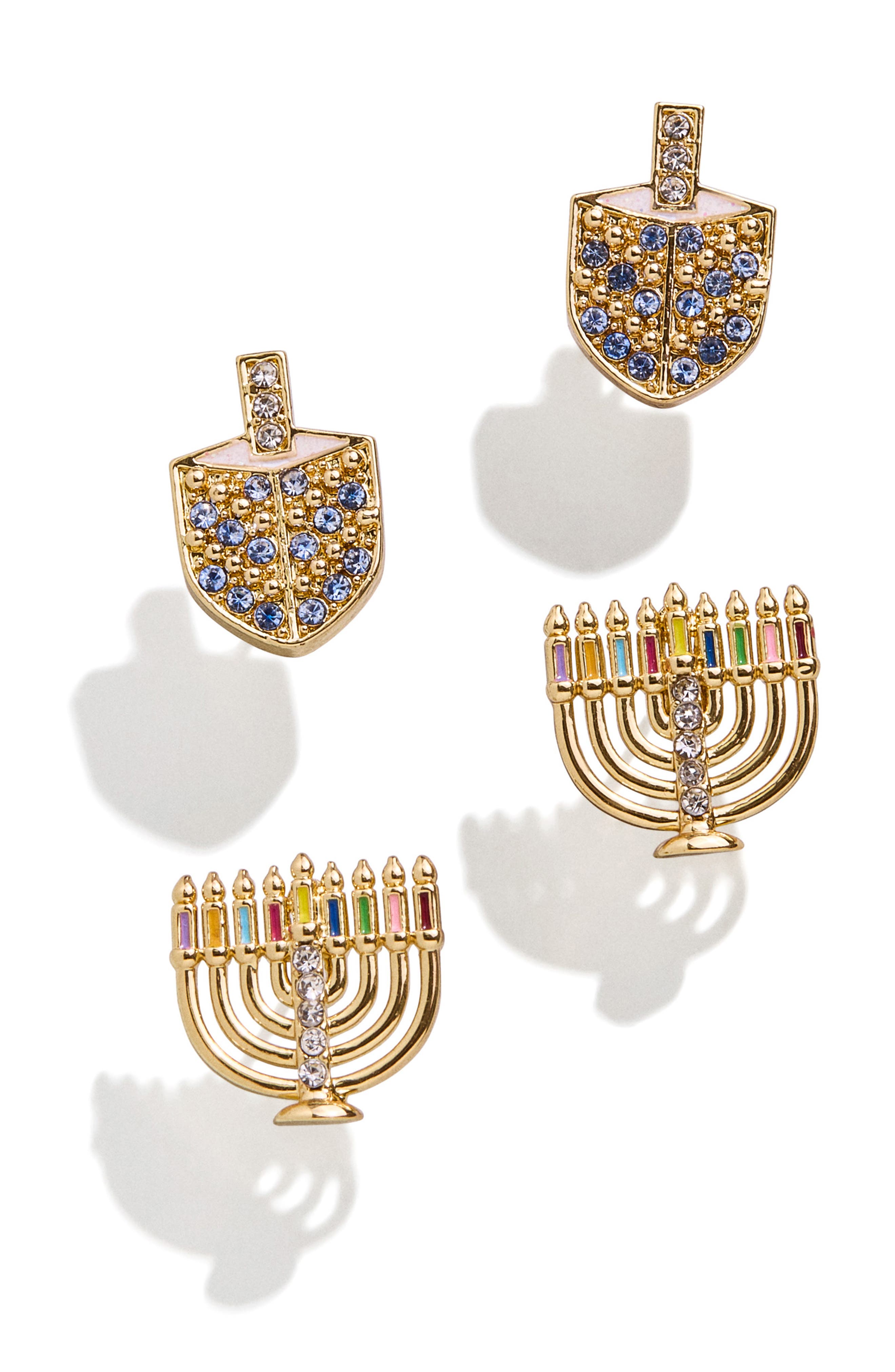 BaubleBar Happy Hanukkah Earring Set in Gold 