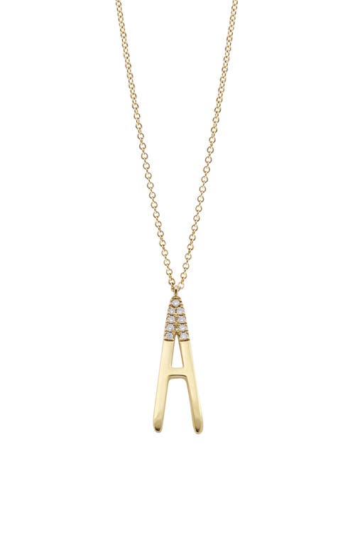 Bony Levy Diamond Initial Pendant Necklace in Yellow Gold- A at Nordstrom, Size 18
