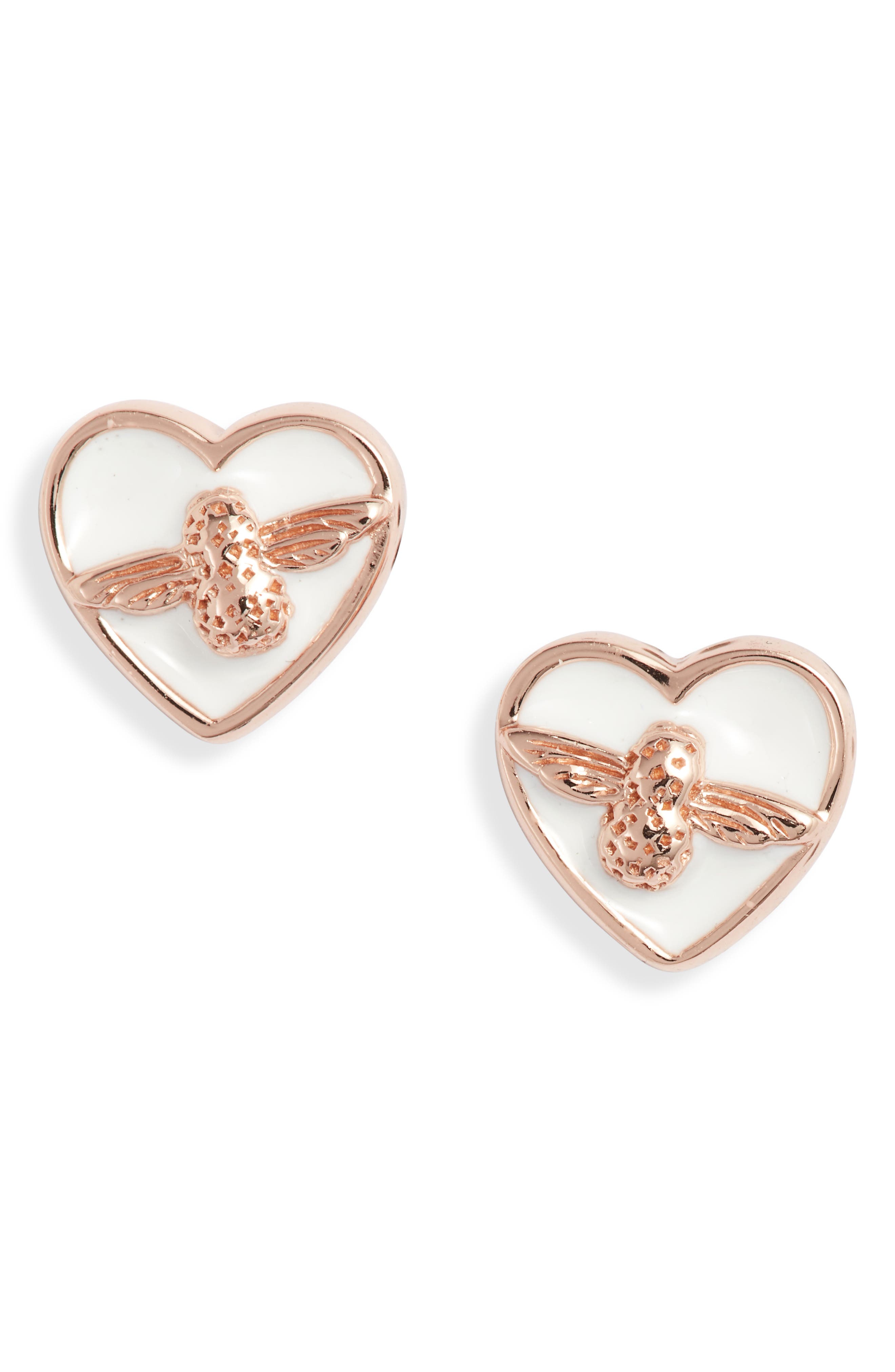 Olivia Burton Love Bug Stud Earrings In Rose Gold